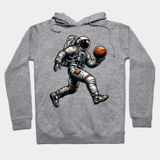 Astronaut Playing Basketball Hoodie by Muslimory